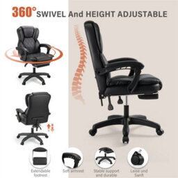 Black Office Desk Chair High Back Adjustable Height Ergonomic Swivel Computer Chair - thumbnail 3