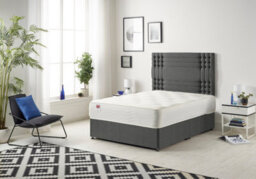 Somnior Beds Somnior Flexby Tweed Charcoal 4Ft Memory Foam Divan Bed With Mattress & Headboard - Small Double - thumbnail 1