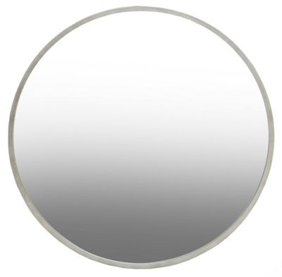 Orsina Large Antique Silver Round Wall Mirror, Decorative Mirror With Metallic Frame, 100Cm Round Statement Mirror - image 1