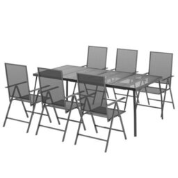 Walplus 7 Piece Garden Outdoor Dining Set Suitable For Backyard, Patio Anthracite Steel - thumbnail 3