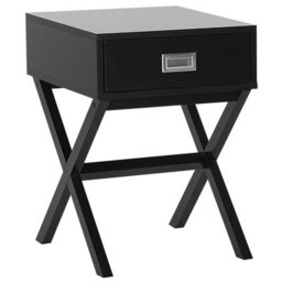 Beliani 1 Drawer Bedside Table Monroe Black - thumbnail 1