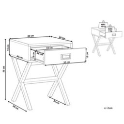 Beliani 1 Drawer Bedside Table Monroe Black - thumbnail 3