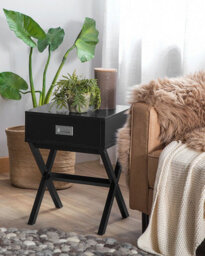 Beliani 1 Drawer Bedside Table Monroe Black - thumbnail 2