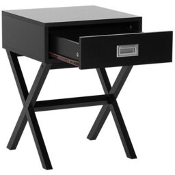 Beliani 1 Drawer Bedside Table Monroe Black - thumbnail 4