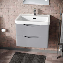 Nes Home 600mm Matte Grey Wall Hung Basin Vanity Cabinet Storage Furniture - thumbnail 3