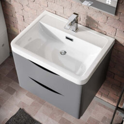 Nes Home 600mm Matte Grey Wall Hung Basin Vanity Cabinet Storage Furniture - thumbnail 2