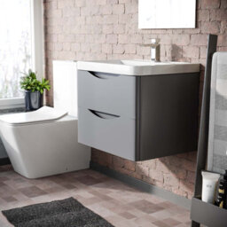 Nes Home 600mm Matte Grey Wall Hung Basin Vanity Cabinet Storage Furniture - thumbnail 4