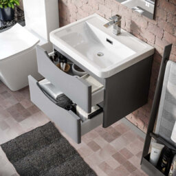 Nes Home 600mm Matte Grey Wall Hung Basin Vanity Cabinet Storage Furniture - thumbnail 6