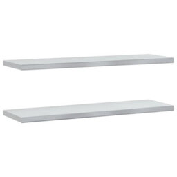 Berkfield Wall Shelves 2 Pcs 100X30X3 Cm Silver Stainless Steel - thumbnail 2
