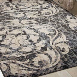 Charcoal Modern Floral Mosaics Easy To Clean Rug For Bedroom & Living Room-239Cm X 320Cm - thumbnail 1