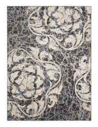 Charcoal Modern Floral Mosaics Easy To Clean Rug For Bedroom & Living Room-239Cm X 320Cm - thumbnail 5
