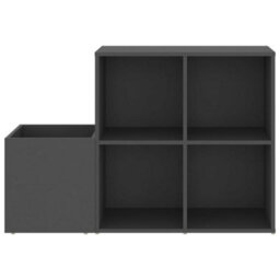 Berkfield Hall Shoe Cabinet Grey 105X35.5X70 Cm Engineered Wood - thumbnail 5