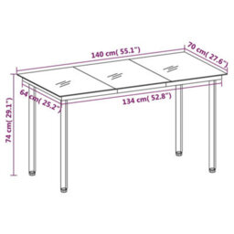 Walplus Garden Dining Table Black 140X70X74 Cm Steel And Glass - thumbnail 6