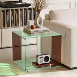 Fativo 45Cmw Green Acrylic Square 2-Tier Acrylic Side Table With Shelf For Record Player Nightstand & Small Spaces. - thumbnail 9