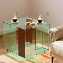 Fativo 45Cmw Green Acrylic Square 2-Tier Acrylic Side Table With Shelf For Record Player Nightstand & Small Spaces. - thumbnail 8