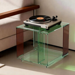 Fativo 45Cmw Green Acrylic Square 2-Tier Acrylic Side Table With Shelf For Record Player Nightstand & Small Spaces. - thumbnail 6