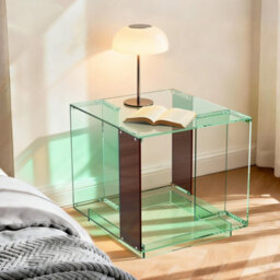 Fativo 45Cmw Green Acrylic Square 2-Tier Acrylic Side Table With Shelf For Record Player Nightstand & Small Spaces. - thumbnail 7
