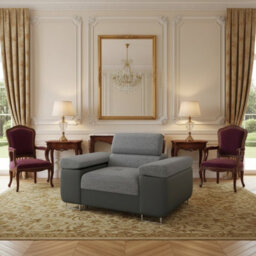 Torezio Armchair With Adjustable Headrests Living Room Upholstered Chipboard Frame Wave Spring 134X102X7090Cm Grey And Melange - thumbnail 1