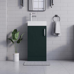 Belofay 400mm Bathroom Vanity Unit With Basin, White Ceramic Bathroom Sink With Trap And Waste, No Tap Included(New York Green) - thumbnail 6