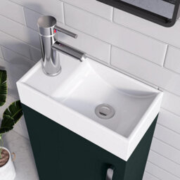 Belofay 400mm Bathroom Vanity Unit With Basin, White Ceramic Bathroom Sink With Trap And Waste, No Tap Included(New York Green) - thumbnail 5