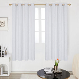 Deconovo Gold Dotted Line Foil Printed Blackout Curtains, Thermal Insulated Eyelet Curtains, W46 X L72 Inch, Silver Grey, 2 Panels - thumbnail 3