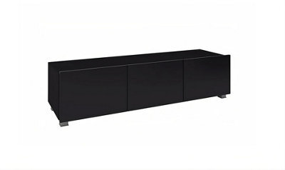 Arte Calabrini Tv Cabinet: Sophisticated Black Gloss & Black Matt - W1500mm X H370mm X D430mm - image 1