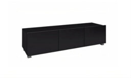 Arte Calabrini Tv Cabinet: Sophisticated Black Gloss & Black Matt - W1500mm X H370mm X D430mm - thumbnail 1