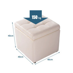 Costway Faux Leather Storage Ottoman Cube Pouffe Storage Toy Box Padded Foot Stool - thumbnail 2