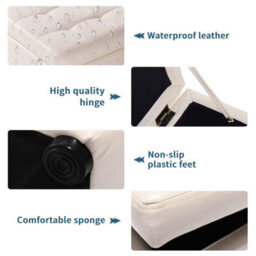 Costway Faux Leather Storage Ottoman Cube Pouffe Storage Toy Box Padded Foot Stool - thumbnail 6