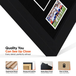 "AK Frames 77.5X58.5Cm Matte Black Shirt Frame With Black Mount -49X42.5Cm Shirt Window -5X.3.5"" Photos - 7.5X4.5Cm Name Plate" - thumbnail 7