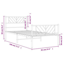 Berkfield Metal Bed Frame With Headboard And Footboard Black 90X190 Cm - thumbnail 9