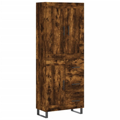 Berkfield Elegant Highboard Smoked Oak 69.5X34X180 Cm Engineered Wood - image 1