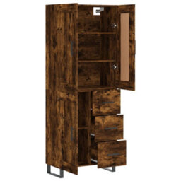 Berkfield Elegant Highboard Smoked Oak 69.5X34X180 Cm Engineered Wood - thumbnail 4