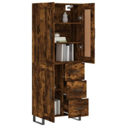 Berkfield Elegant Highboard Smoked Oak 69.5X34X180 Cm Engineered Wood - thumbnail 3
