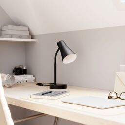 GoodHome Hetange Retro Matt Black Table Lamp - thumbnail 2