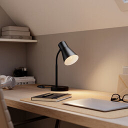 GoodHome Hetange Retro Matt Black Table Lamp - thumbnail 1
