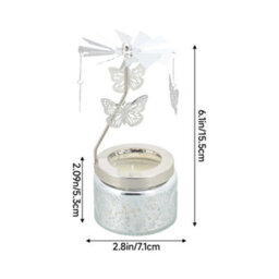 Living And Home Silver Embossed Glass Rotating Carousel Lavender Scented Candle, 10-Hour Burn - thumbnail 7