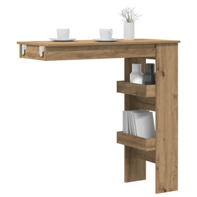 Berkfield Wall Bar Table Artisan Oak 102X45X103.5 Cm Engineered Wood - image 1