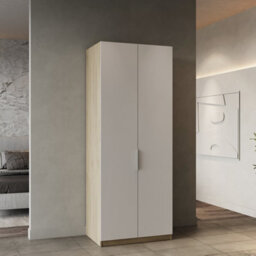FurniComp LTD Furnicomp Chicago Matt White And Oak Effect 2 Door 80Cm Narrow Compact Wardrobe