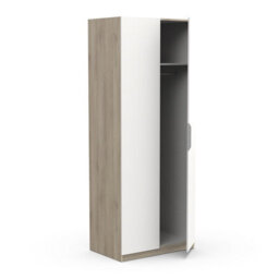 FurniComp LTD Furnicomp Chicago Matt White And Oak Effect 2 Door 80Cm Narrow Compact Wardrobe - thumbnail 5