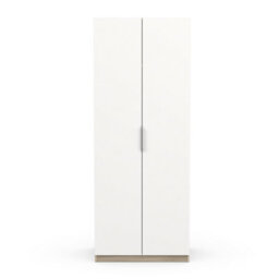 FurniComp LTD Furnicomp Chicago Matt White And Oak Effect 2 Door 80Cm Narrow Compact Wardrobe - thumbnail 2