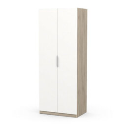 FurniComp LTD Furnicomp Chicago Matt White And Oak Effect 2 Door 80Cm Narrow Compact Wardrobe - thumbnail 3