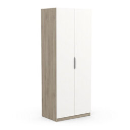 FurniComp LTD Furnicomp Chicago Matt White And Oak Effect 2 Door 80Cm Narrow Compact Wardrobe - thumbnail 6