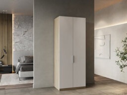 FurniComp LTD Furnicomp Chicago Matt White And Oak Effect 2 Door 80Cm Narrow Compact Wardrobe - thumbnail 7