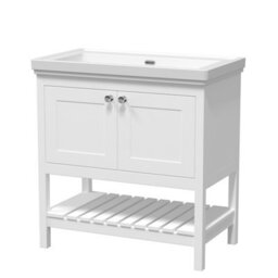 Balterley Coppenhall Bathroom Floor Standing 1 Drawer Vanity & 0 Tap Hole Basin, Pure White, 830mm - thumbnail 1
