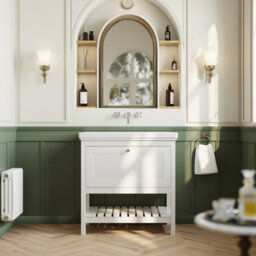 Balterley Coppenhall Bathroom Floor Standing 1 Drawer Vanity & 0 Tap Hole Basin, Pure White, 830mm - thumbnail 2