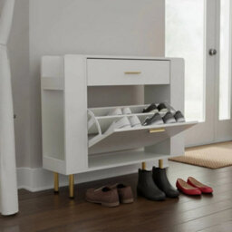 Wooden Shoe Storage With Flip Drawers Side Shelf Footwear - thumbnail 5
