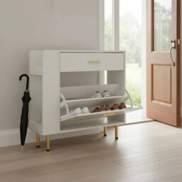 Wooden Shoe Storage With Flip Drawers Side Shelf Footwear - thumbnail 6