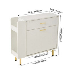 Wooden Shoe Storage With Flip Drawers Side Shelf Footwear - thumbnail 2