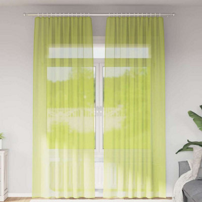 Berkfield Voile Curtains With Rod Pockets 2 Pcs Apple Green - image 1